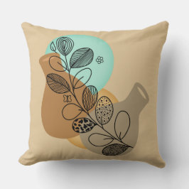 Almofada Abstrato MINIMALISTA BOHEMIANO COM FOLHA PRETA