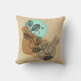 Almofada Abstrato MINIMALISTA BOHEMIANO COM FOLHA PRETA