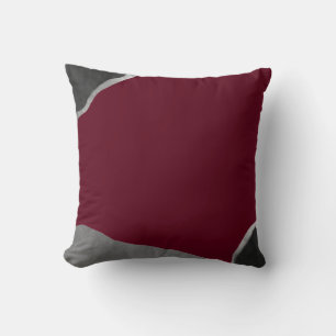 Almofada Abstrato Minimalista de Cinza Silver Burgundy