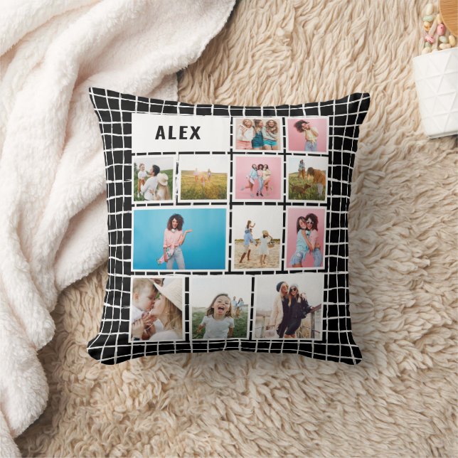 Almofada Abstrato mínimo fotográfico preto branco 12 fotogr (Cobertor)