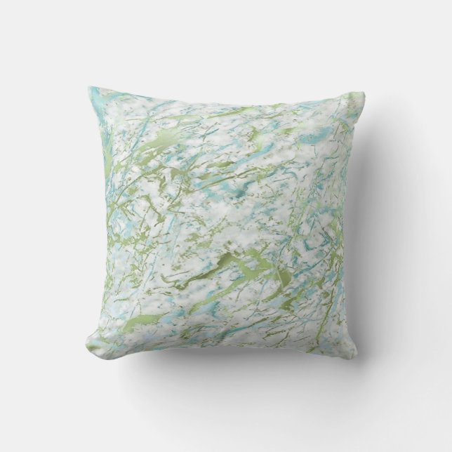 Almofada Abstrato Mint Green Blue Marble Luxury (Frente)