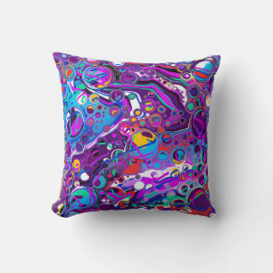 Almofada Abstrato Moderno das Bolhas de Cor Azul Roxo