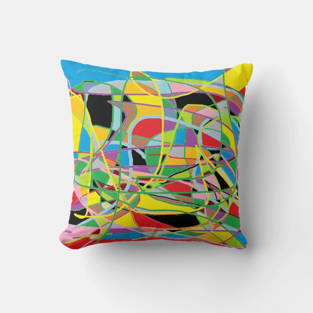 Almofada Abstrato Multicoloração do Travesseiro decorativo  (Frente)