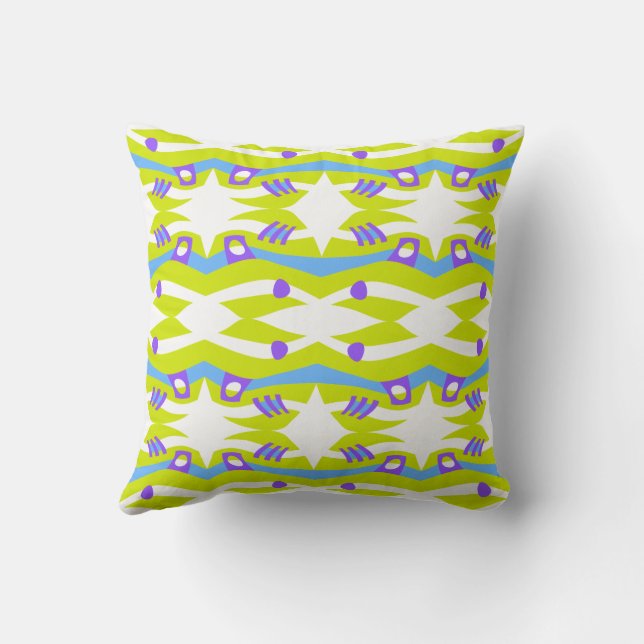 Almofada Abstrato Noah's Ark Green Purple Blue (Verso)
