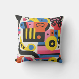 Almofada Abstrato Padrões geométricos coloridos Amarelo pre