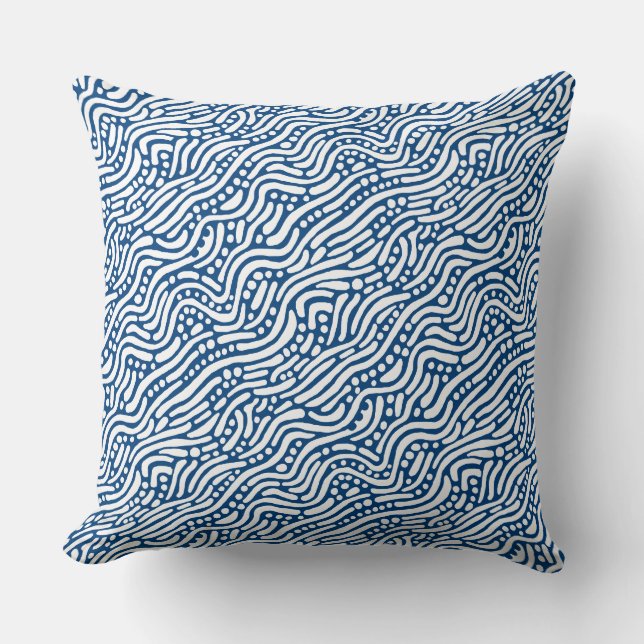 Almofada Abstrato Pattern 110523 - Branco sobre o azul Shib (Frente)