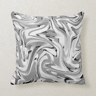 Almofada Abstrato preto de Swirly do branco cinzento