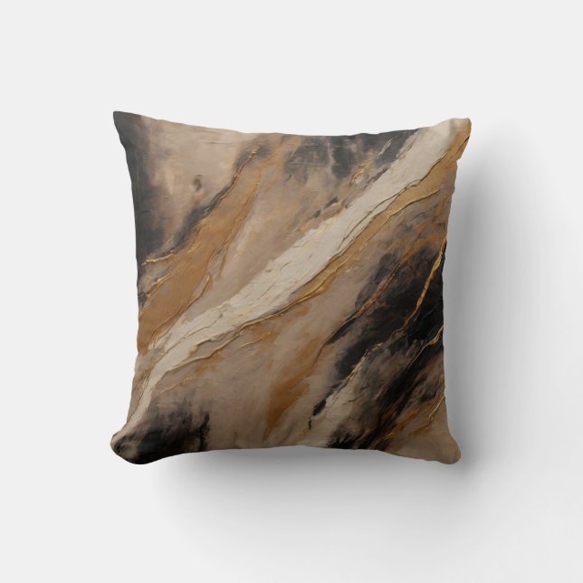 Almofada Abstrato Preto Dourado Bege (Frente)