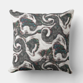 Almofada Abstrato preto e branco com detalhes coloridos ou