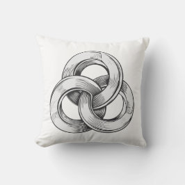 Almofada Abstrato preto e branco de três c interligados