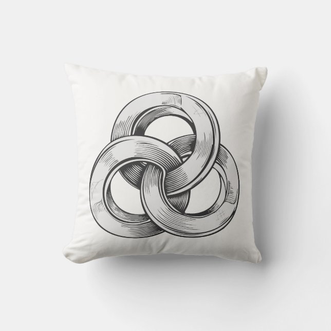 Almofada Abstrato preto e branco de três c interligados (Frente)