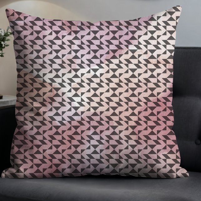 Almofada Abstrato preto Patten cor-de-água rosa (Criador carregado)