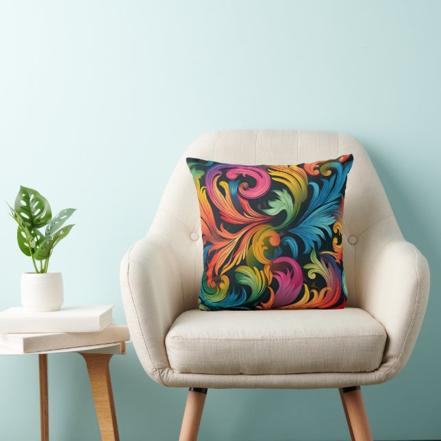 Almofada Abstrato Rainbow Leaf Pattern (Cadeira)