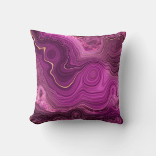 Almofada Abstrato Real De Ágate Roxo E Dourado