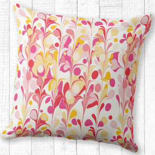 Almofada Abstrato Retro Padrão do Marble Rosa Amarelo