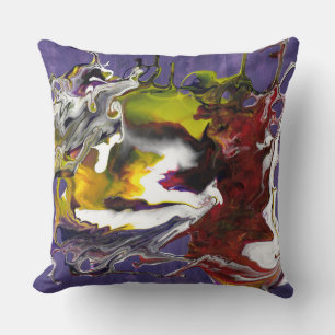 Almofada Abstrato Roxo com Redemoinhos de Fluido Vermelho e