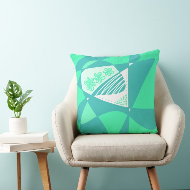 Almofada Abstrato Stars And Stripes: Verde Teal Branco (Cadeira)
