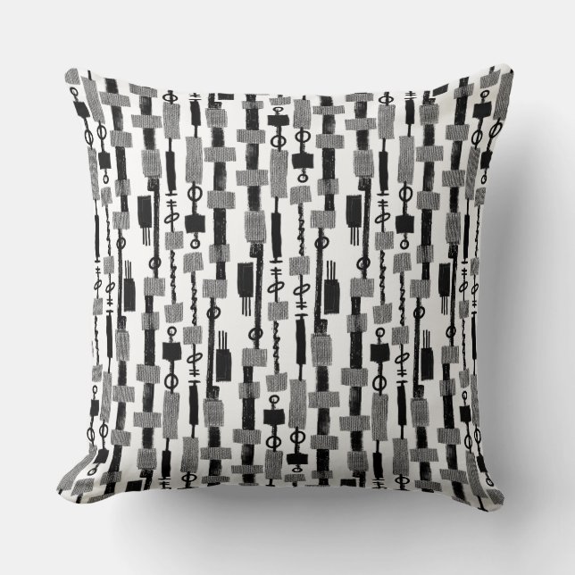 Almofada Abstrato stripe - Preto em branco (Frente)
