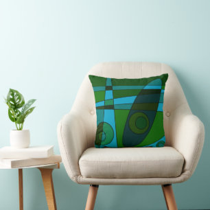 Almofada Abstrato Surfing Turquoise Green Shade