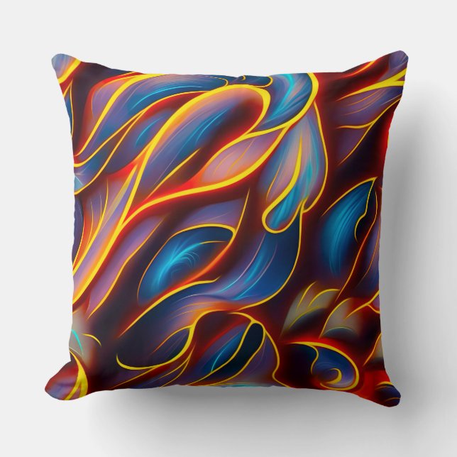 Almofada Abstrato Swirl Blue Red Flames (Frente)