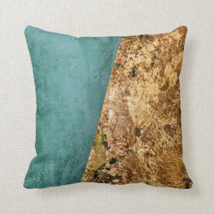 Almofada Abstrato Teal e Dourado