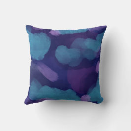 Almofada Abstrato tinta aquosa cor azul rosa púrpura
