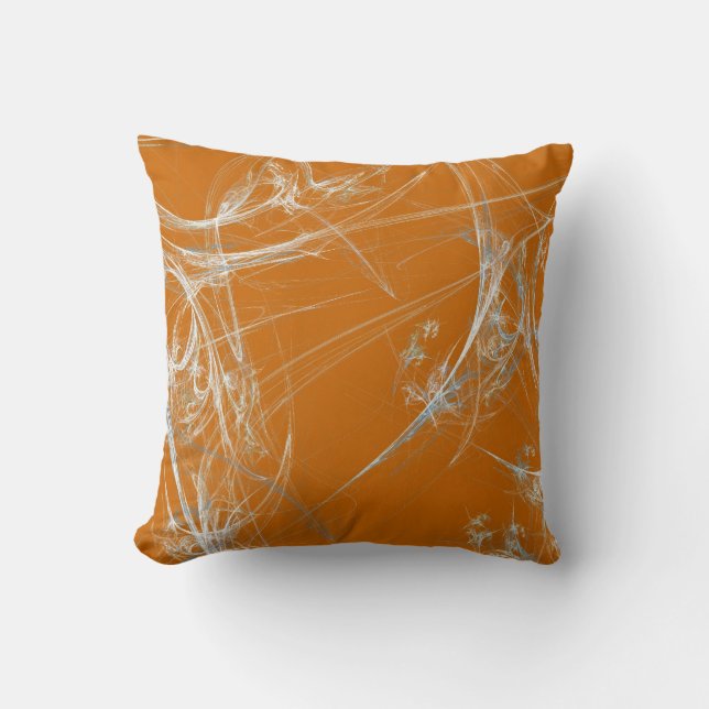 Almofada Abstrato - Travesseiro Laranja e Branco Fractal (Frente)