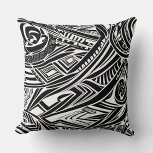 Almofada Abstrato Tribal Negro E Branco