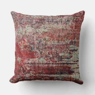 Almofada Abstrato Urban Grunge Red Tan Turquoise Verde