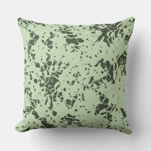 Almofada Abstrato Verde Marble com Placas de Tinta (Frente)