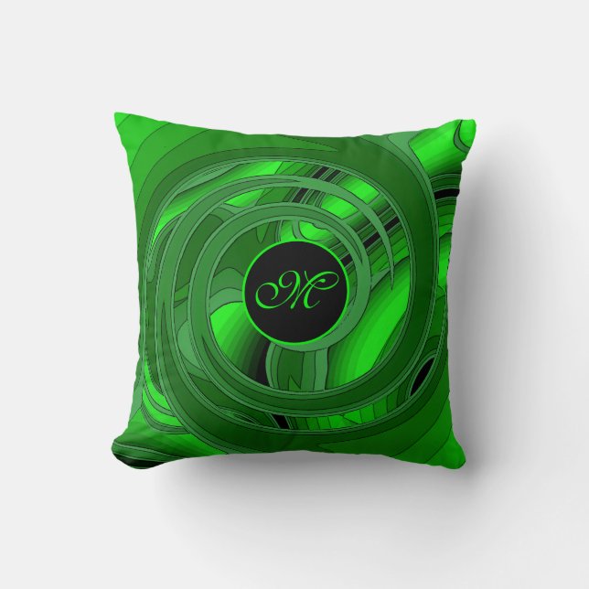 Almofada Abstrato Verde Moderno de Luxo Rosa Floral (Frente)