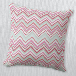 Almofada Abstrato Verde-Rosa-Rosa-Ikat Chevron Moderno