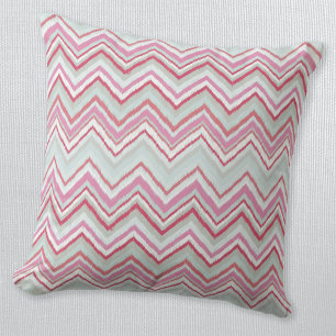 Almofada Abstrato Verde-Rosa-Rosa-Ikat Chevron Moderno