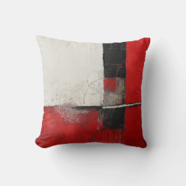 Almofada Abstrato Vermelho, Branco e Preto Moderno