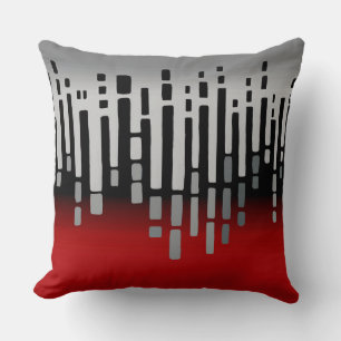 Almofada Abstrato, vermelho, cinza clara, preto