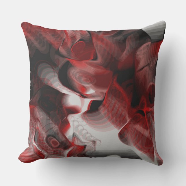 Almofada Abstrato vermelho, preto e branco (Frente)