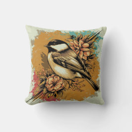 Almofada Abstrato Watercolor Chickadee Travesseiro decorati