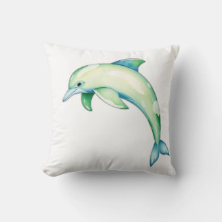 Almofada Abstrato Watercolor Dolphin com Estrelas do Mar