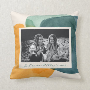 Almofada Abstrato Watercolor Forma Foto Personalizada Azul