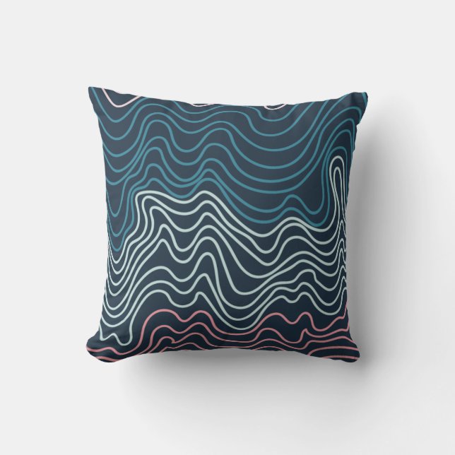 Almofada Abstrato Wavy Lines Art (Frente)