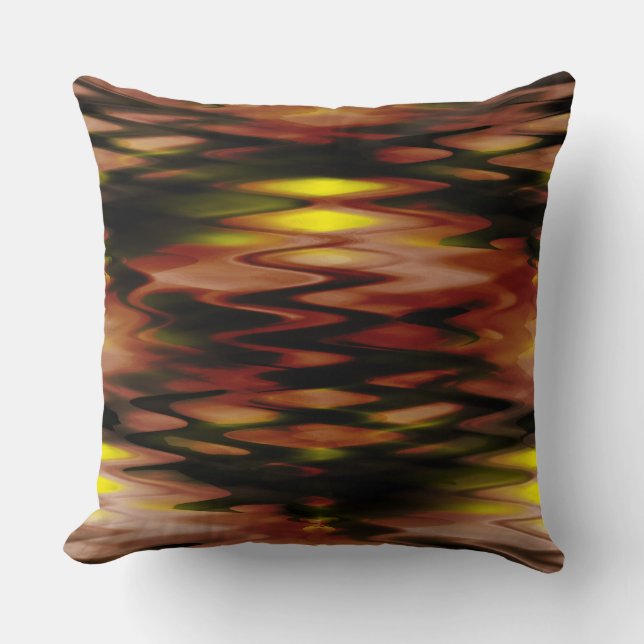 Almofada Abstrato zag de forma gradiente castanha a amarela (Frente)