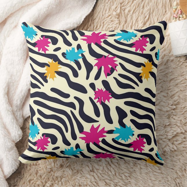 Almofada Abstrato Zebra Stripes com pintura folha (Cobertor)