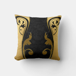 Almofada Abstratos com ênfase Dourada em preto-e-branco