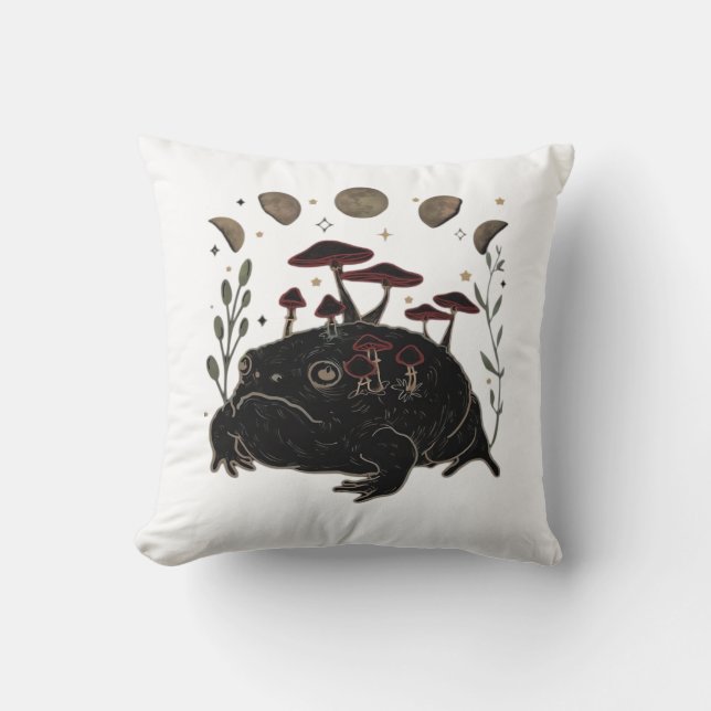 Almofada Academia Moon Witchy Goblincore Aesthetic Frog Cla (Frente)