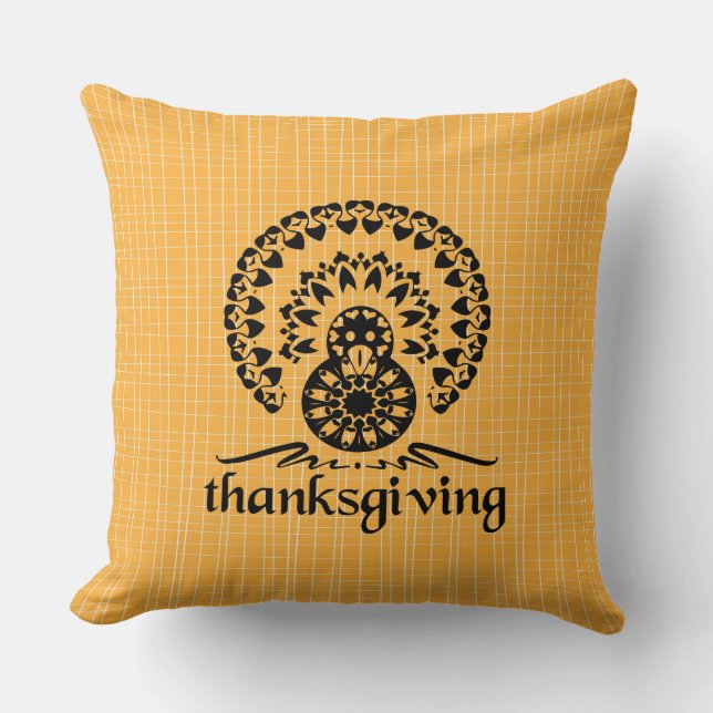 Almofada Ação de Graças Mandala Turquia Boho Folk Art (Frente)