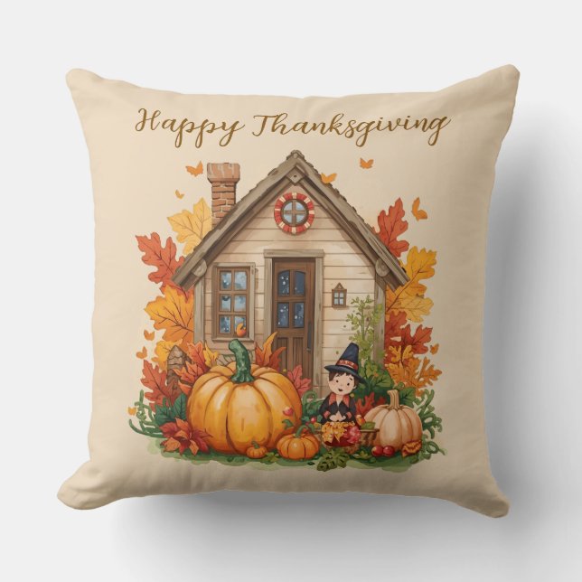 Almofada Ação de Graças, Pumpkins Patch Farmhouse Joy (Frente)