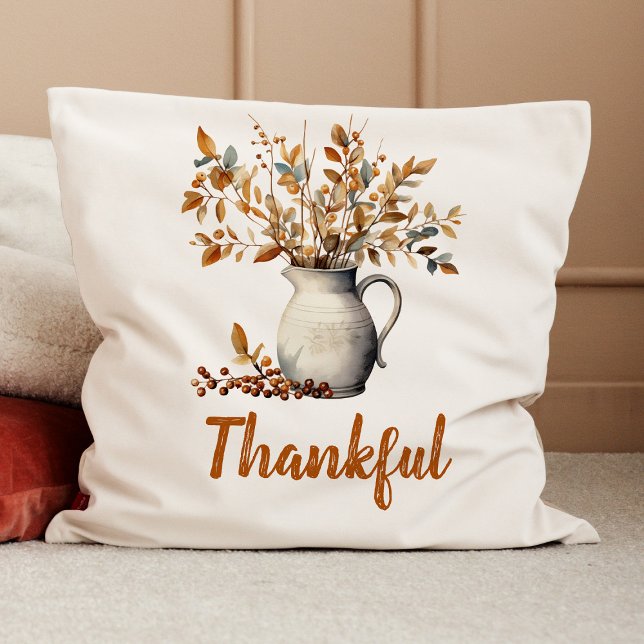 Almofada Ação de Graças Russo (Rustic Thanksgiving Fall Thankful Throw Pillow)
