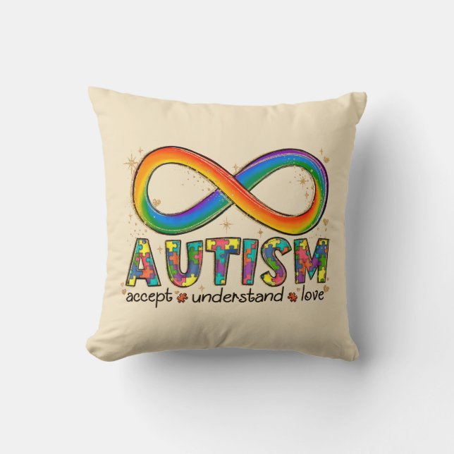 Almofada Aceitar o Amor Compreender - Consciência do Autism (Frente)