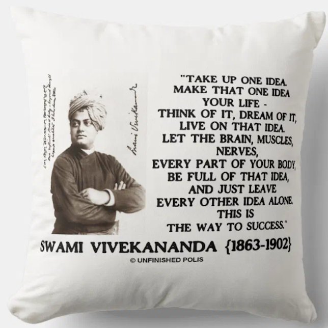 Almofada Aceite uma ideia Faça essa ideia sua citação de vi (Vivekananda inspirational quote on the way to success on this throw pillow)