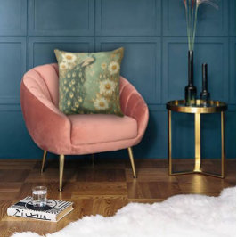 Almofada Acento de Pavão Art Nouveau Atemporal